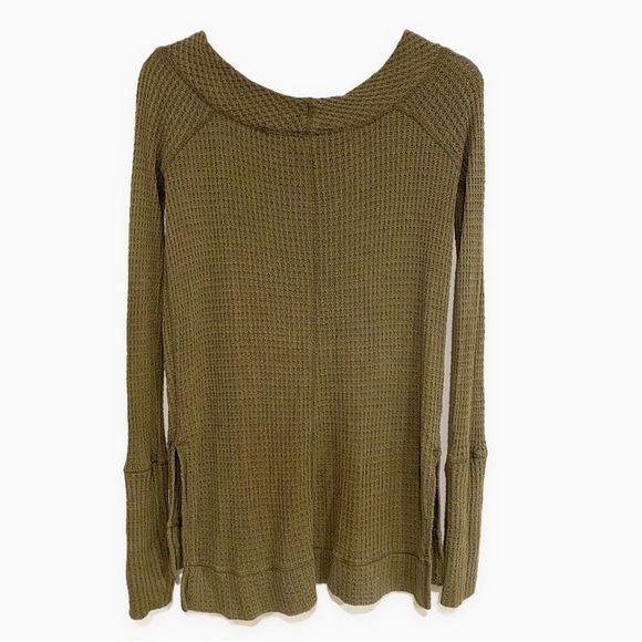 We The Free | Kate Waffle Knit Top Army Green Size XS - Picture 4 of 8